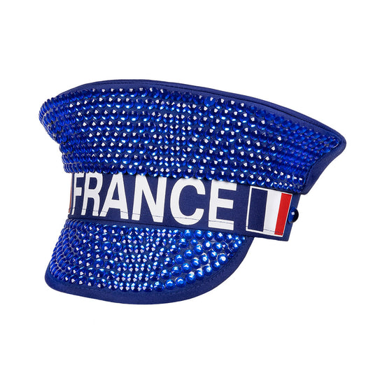 Casquette Paillettes France Bleu Accessoire Supporter Euro