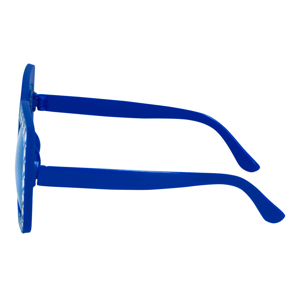 Lunettes Géantes Strass Bleu - Accessoire Fête Paillettes