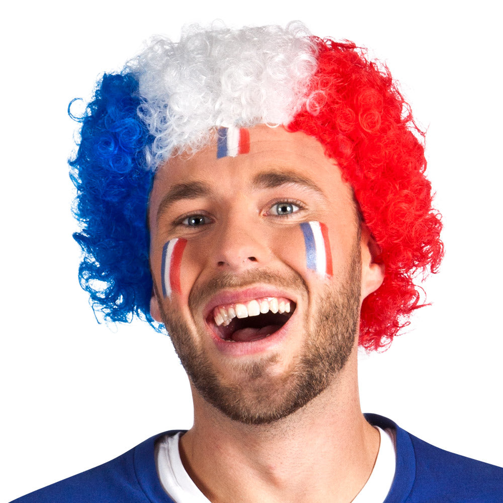 Perruque Tricolore France Française Supporteur Foot