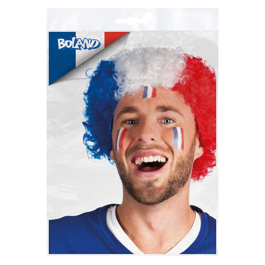 Perruque Tricolore France Française Supporteur Foot