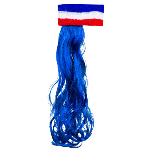 Bandeau Bleu Blanc Rouge France + Perruque Bleue