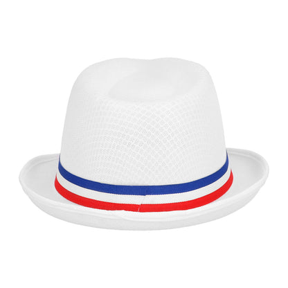 Chapeau Blanc Bande Tricolore Bleu Blanc Rouge - 59cm