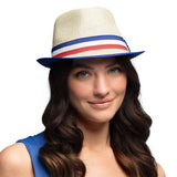 Chapeau Paille Tricolore Bleu - Accessoire Fête Français