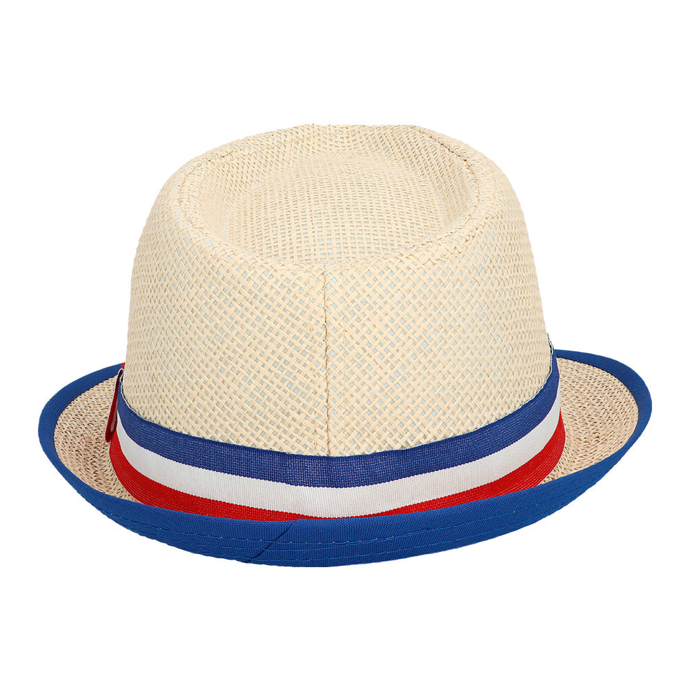 Chapeau Paille Tricolore Bleu - Accessoire Fête Français