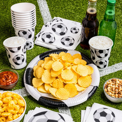 Kit Décoration Fête Football - Assiettes Ballons Gobelets Serviettes