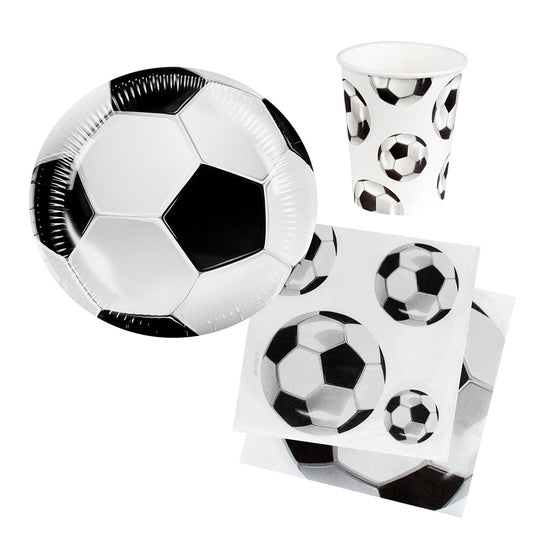 Kit Anniversaire Football - Assiettes, Gobelets et Serviettes