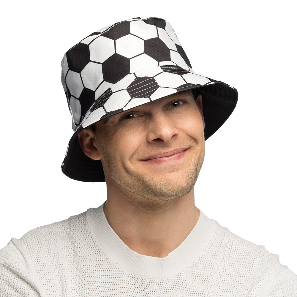 Chapeau Bucket Football Noir et Blanc - Accessoire Foot Tendance