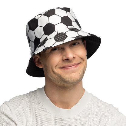 Chapeau Bucket Football Noir et Blanc - Accessoire Foot Tendance