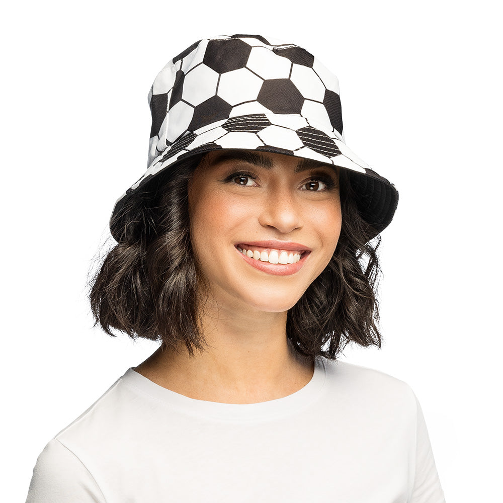 Chapeau Bucket Football Noir et Blanc - Accessoire Foot Tendance