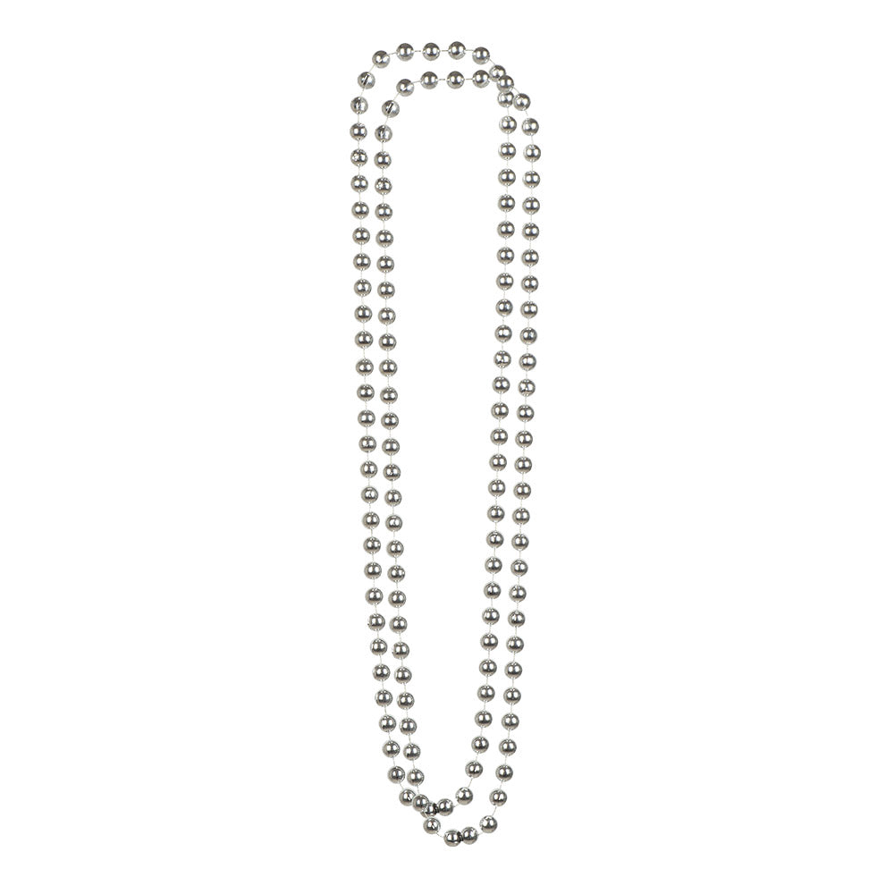 Sautoir Perles Argent Disco - Accessoire Soirée Années 70