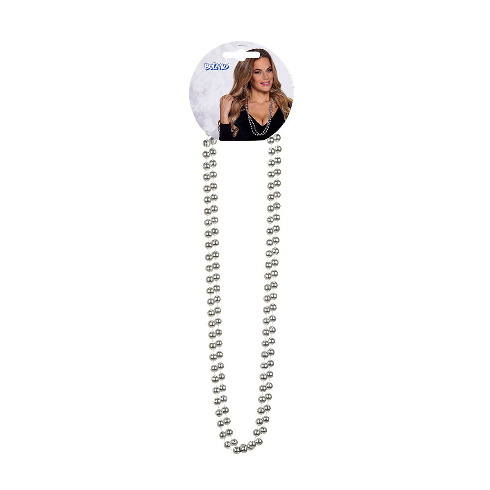 Sautoir Perles Argent Disco - Accessoire Soirée Années 70