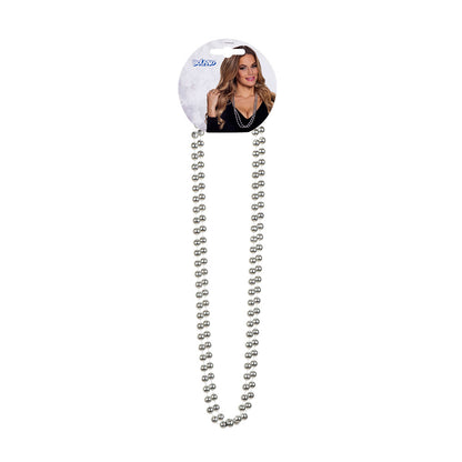 Sautoir Perles Argent Disco - Accessoire Soirée Années 70