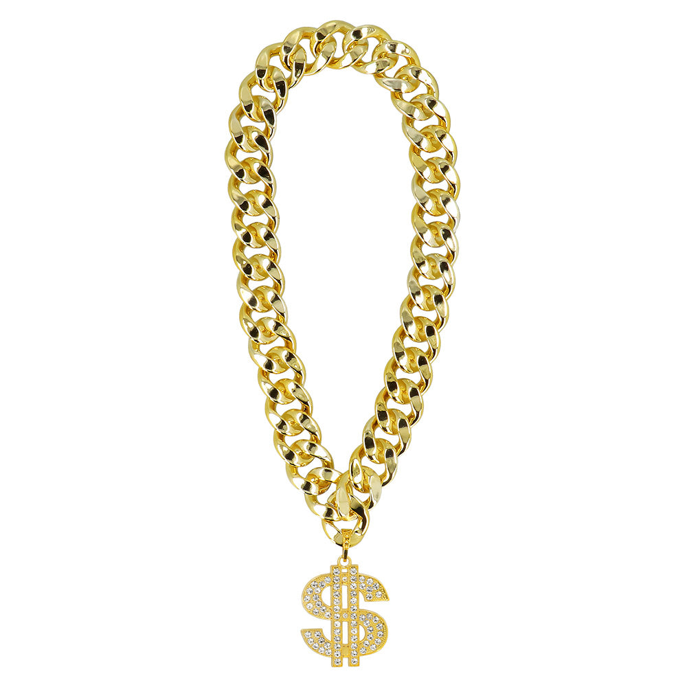 Chaîne Dorée avec Pendentif Dollar - Déguisement Années 90