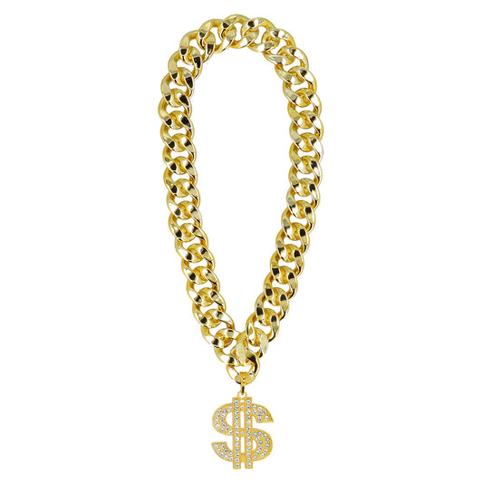 Chaîne Dorée avec Pendentif Dollar - Déguisement Années 90