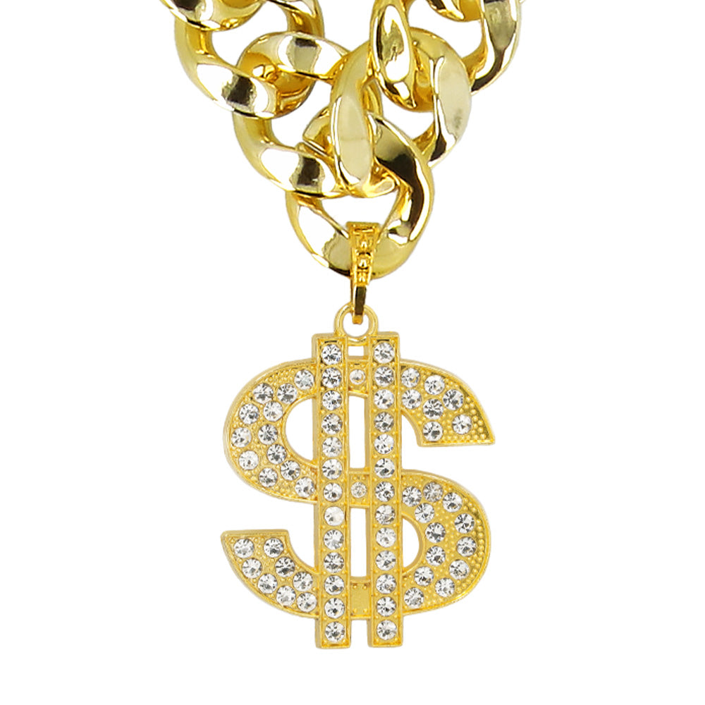 Chaîne Dorée avec Pendentif Dollar - Déguisement Années 90