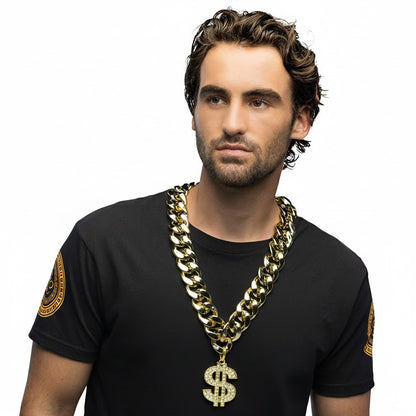 Chaîne Dorée avec Pendentif Dollar - Déguisement Années 90
