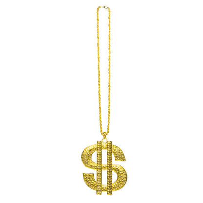 Chaîne Dollar en Or Pailletée - Accessoire Hip-Hop Rappeur