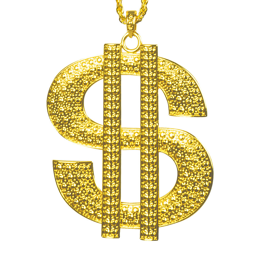 Chaîne Dollar en Or Pailletée - Accessoire Hip-Hop Rappeur