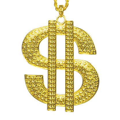 Chaîne Dollar en Or Pailletée - Accessoire Hip-Hop Rappeur