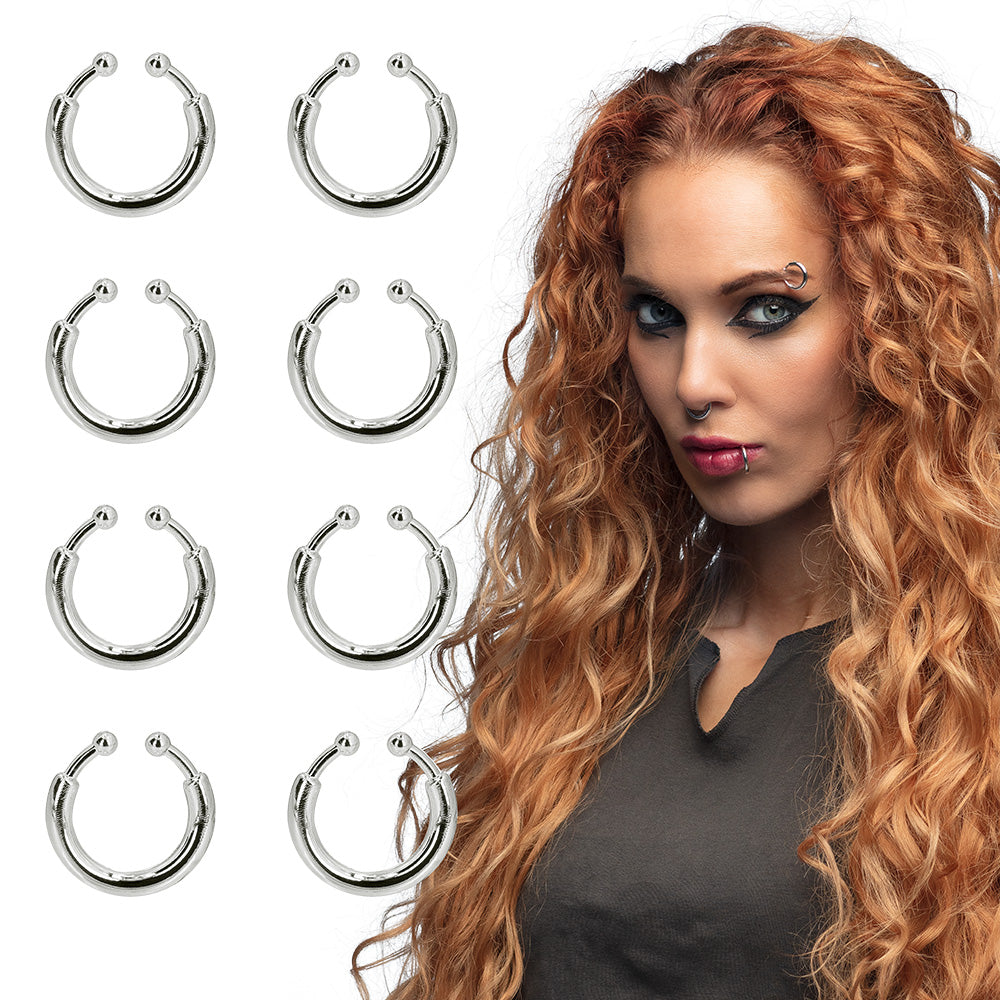 Faux Piercings Acier Inoxydable - Set de 8 Boucles Nez