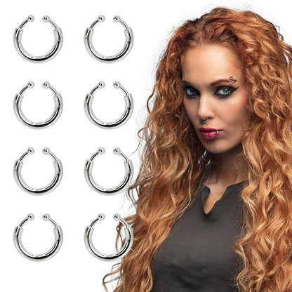 Faux Piercings Acier Inoxydable - Set de 8 Boucles Nez