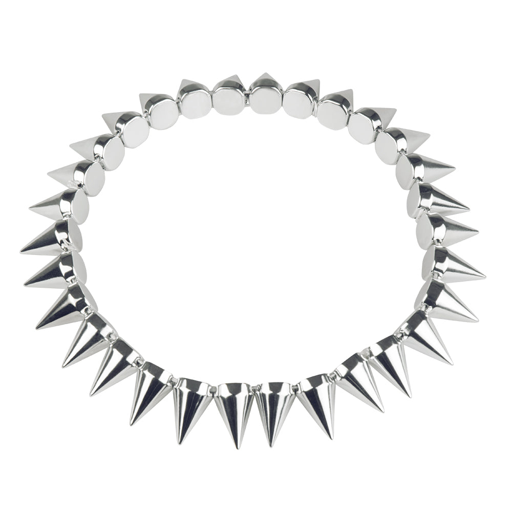 Collier Chaîne Pics Argent - Accessoire Rock Punk Adulte
