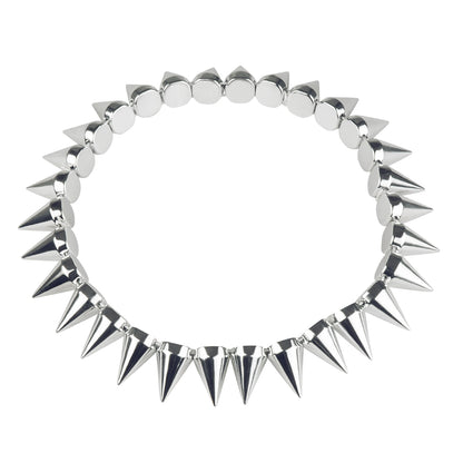 Collier Chaîne Pics Argent - Accessoire Rock Punk Adulte