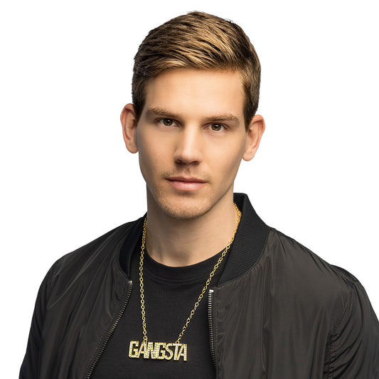 Collier GANGSTA Doré Strass - Accessoire Hip-Hop