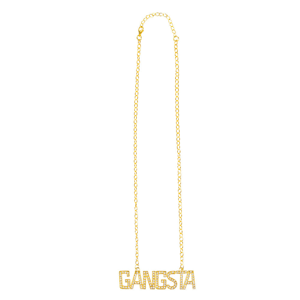 Collier GANGSTA Doré Strass - Accessoire Hip-Hop