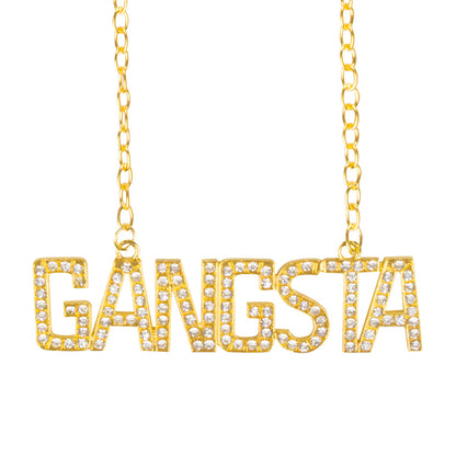 Collier GANGSTA Doré Strass - Accessoire Hip-Hop