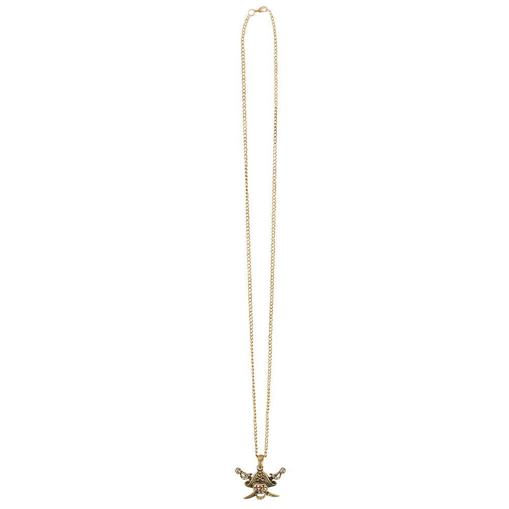 Collier Pirate Crâne avec Sabre - Accessoire de Fête
