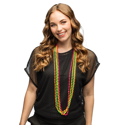 Collier Perles UV Fluo Disco - 4 Couleurs Assortis