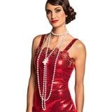 Sautoir Perles Années 20 Blanc - Accessoire Cabaret Gatsby