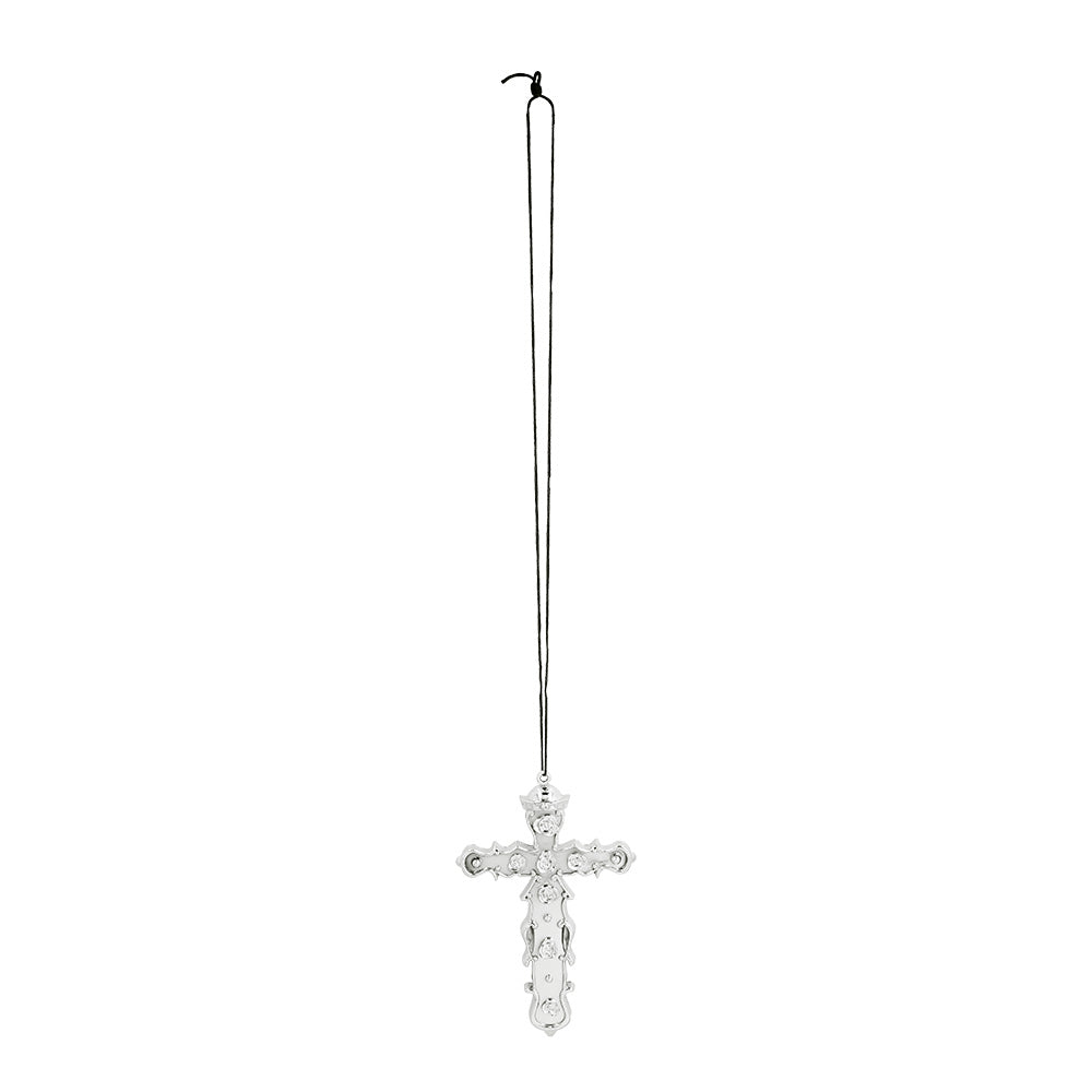 Croix Ornementale Argentée - Pendentif Religieux Gothique