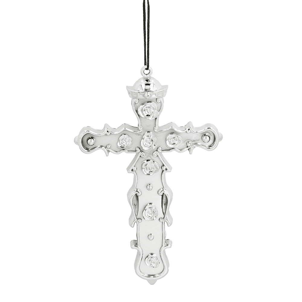Croix Ornementale Argentée - Pendentif Religieux Gothique