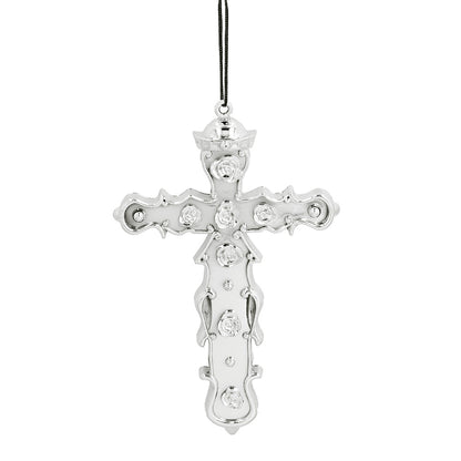 Croix Ornementale Argentée - Pendentif Religieux Gothique