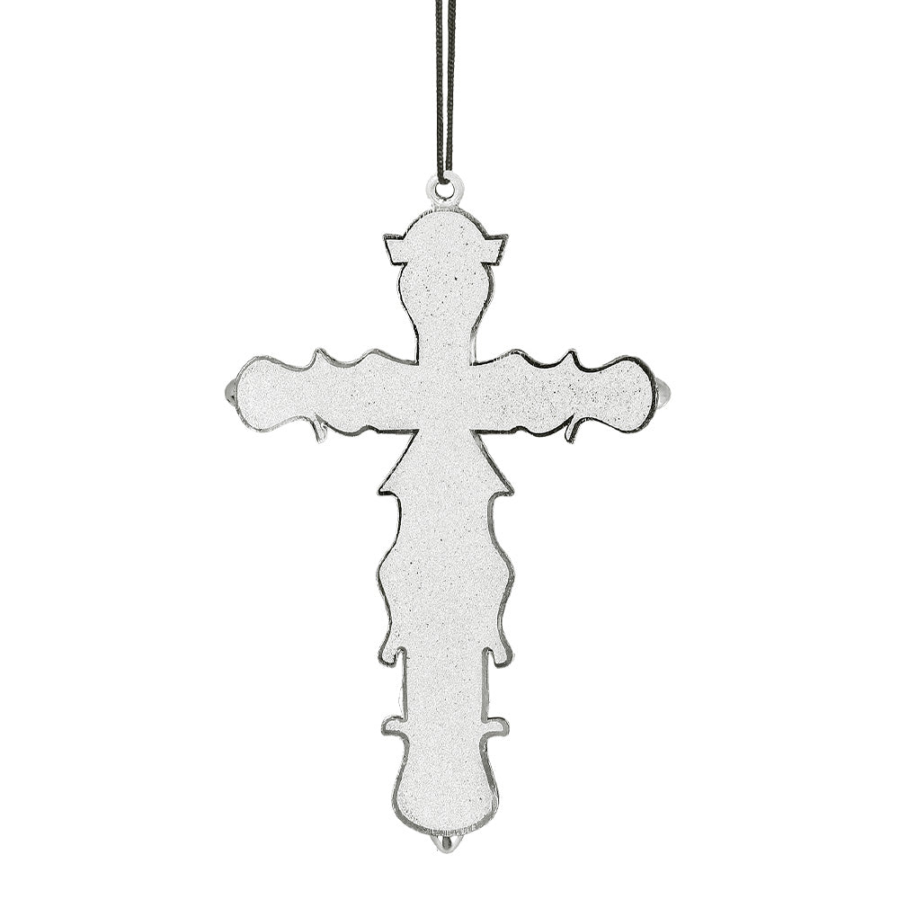 Croix Ornementale Argentée - Pendentif Religieux Gothique