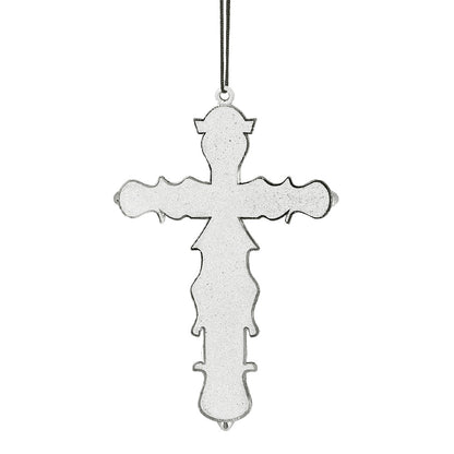 Croix Ornementale Argentée - Pendentif Religieux Gothique
