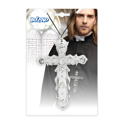 Croix Ornementale Argentée - Pendentif Religieux Gothique