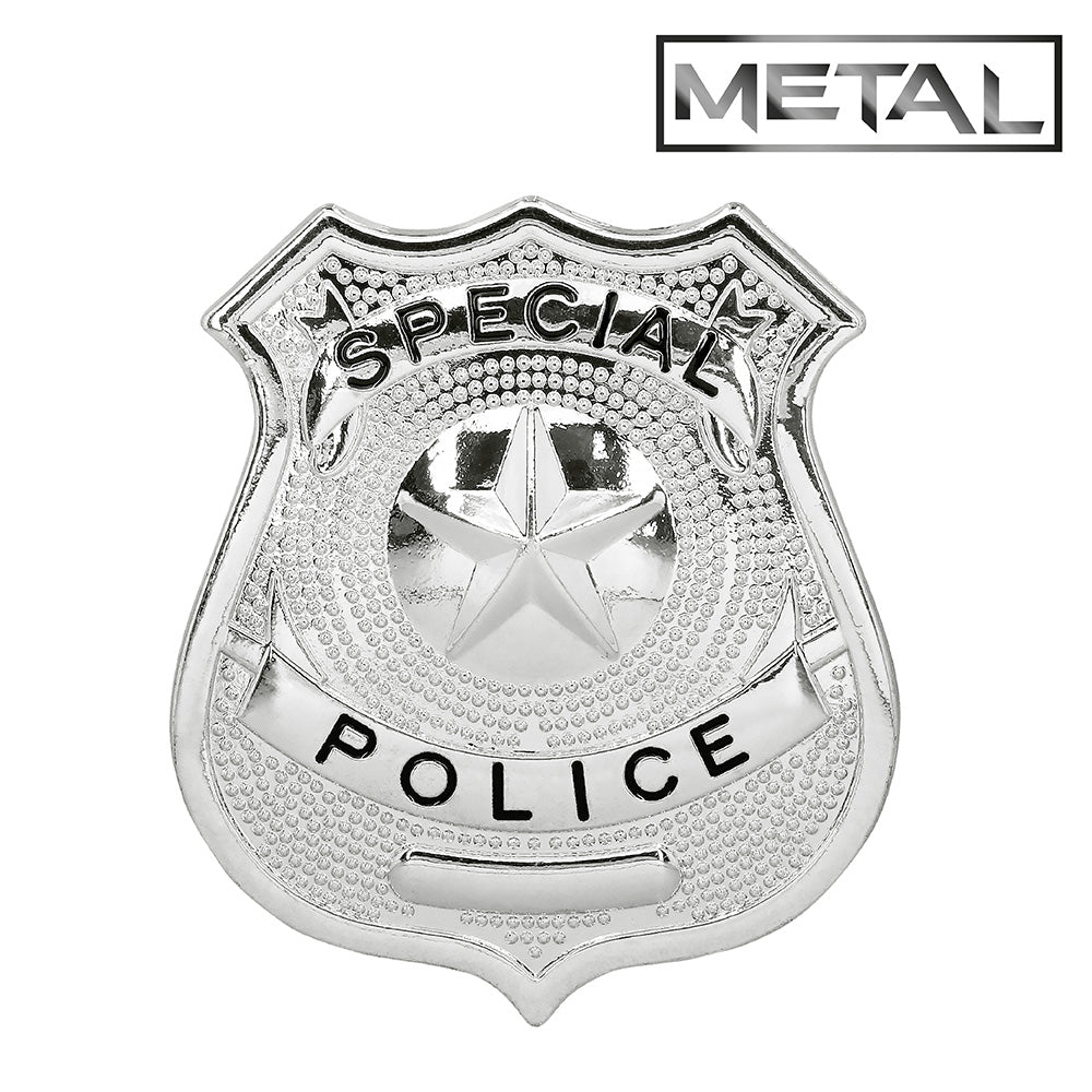 Badge Police Spécial Metal Argenté Avec Pin - Accessoire Déguisement