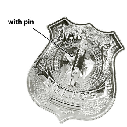 Badge Police Spécial Metal Argenté Avec Pin - Accessoire Déguisement