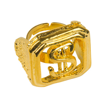 Bague Dorée Chevalière Hip-Hop Luxe Strass - Accessoire Festif