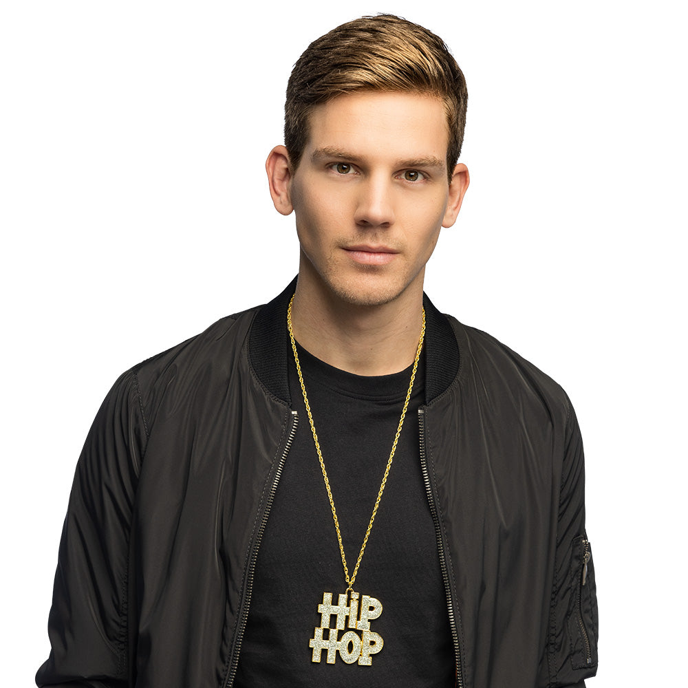 Collier HIP HOP Paillettes Doré - Accessoire Rappeur