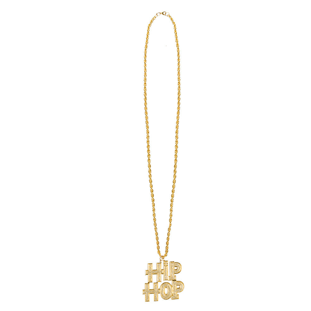 Collier HIP HOP Paillettes Doré - Accessoire Rappeur