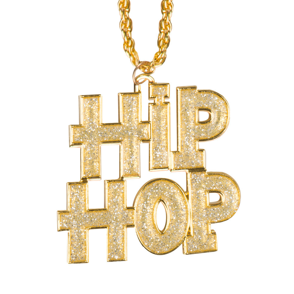 Collier HIP HOP Paillettes Doré - Accessoire Rappeur