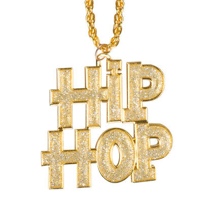 Collier HIP HOP Paillettes Doré - Accessoire Rappeur