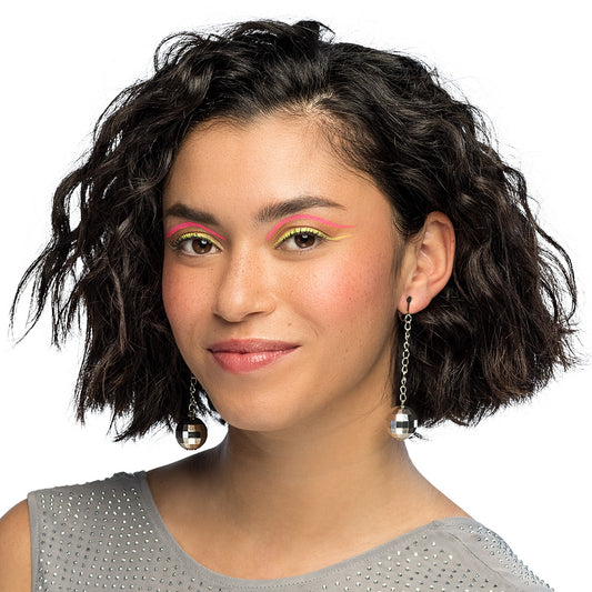 Boucles d'oreilles boule disco miroir chaîne longue