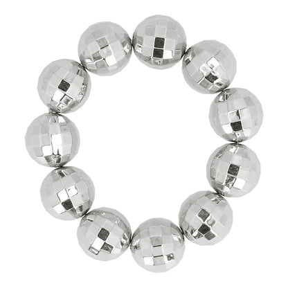 Bracelet Boules Disco Argentées - Accessoire Soirée Paillettes