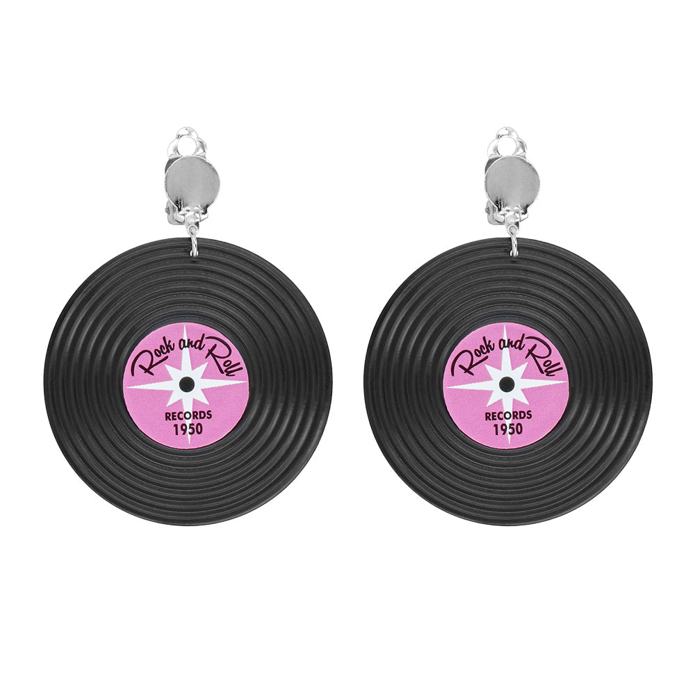 Boucles d'oreilles disque vinyle Rock and Roll 1950