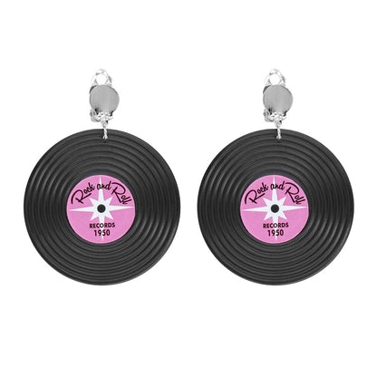 Boucles d'oreilles disque vinyle Rock and Roll 1950